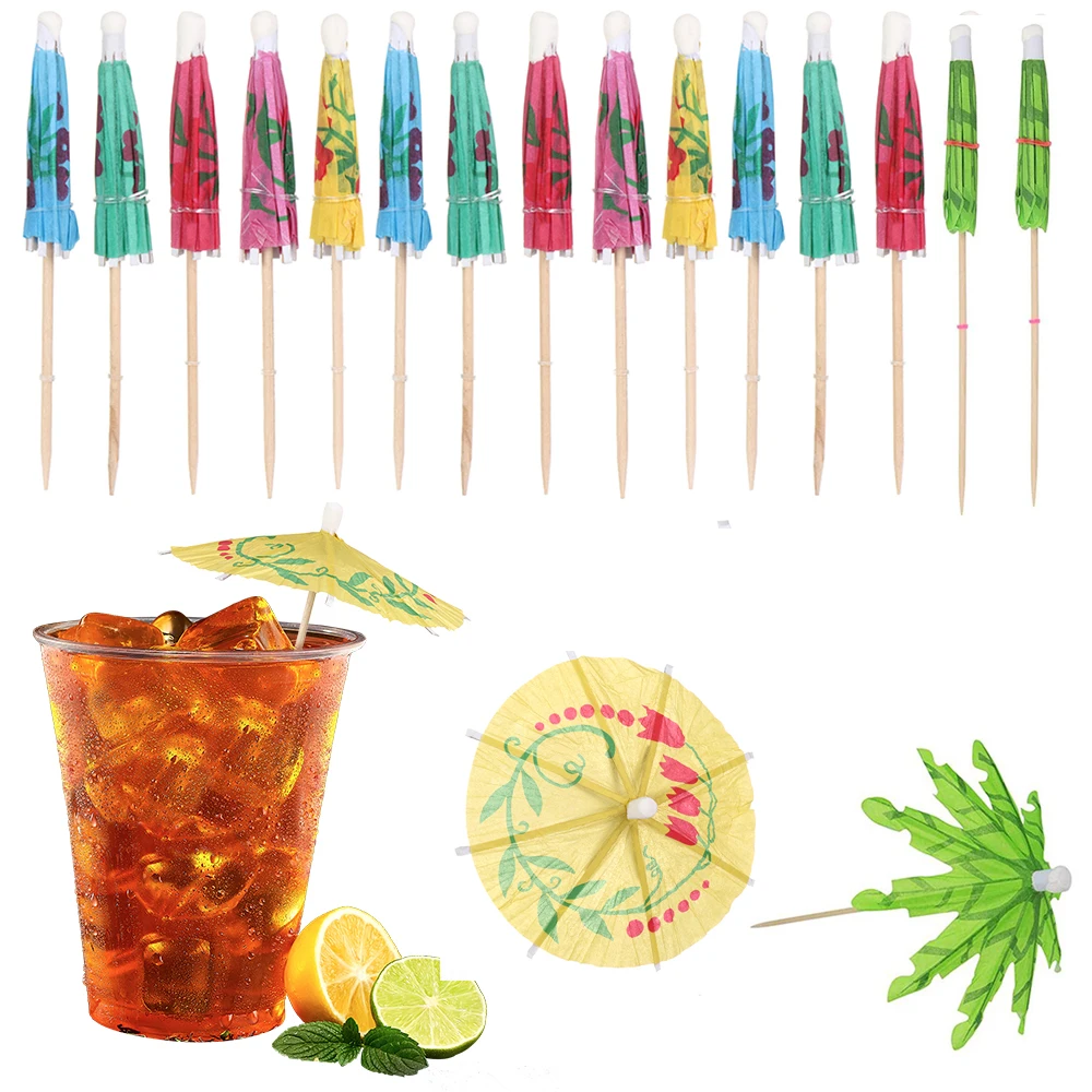 20/150Pcs Mixed Color Mini Umbrella Parasol Snack Cocktail Party Pick Decoration Bar Cocktail Decor Wooden Handle Small Umbrella