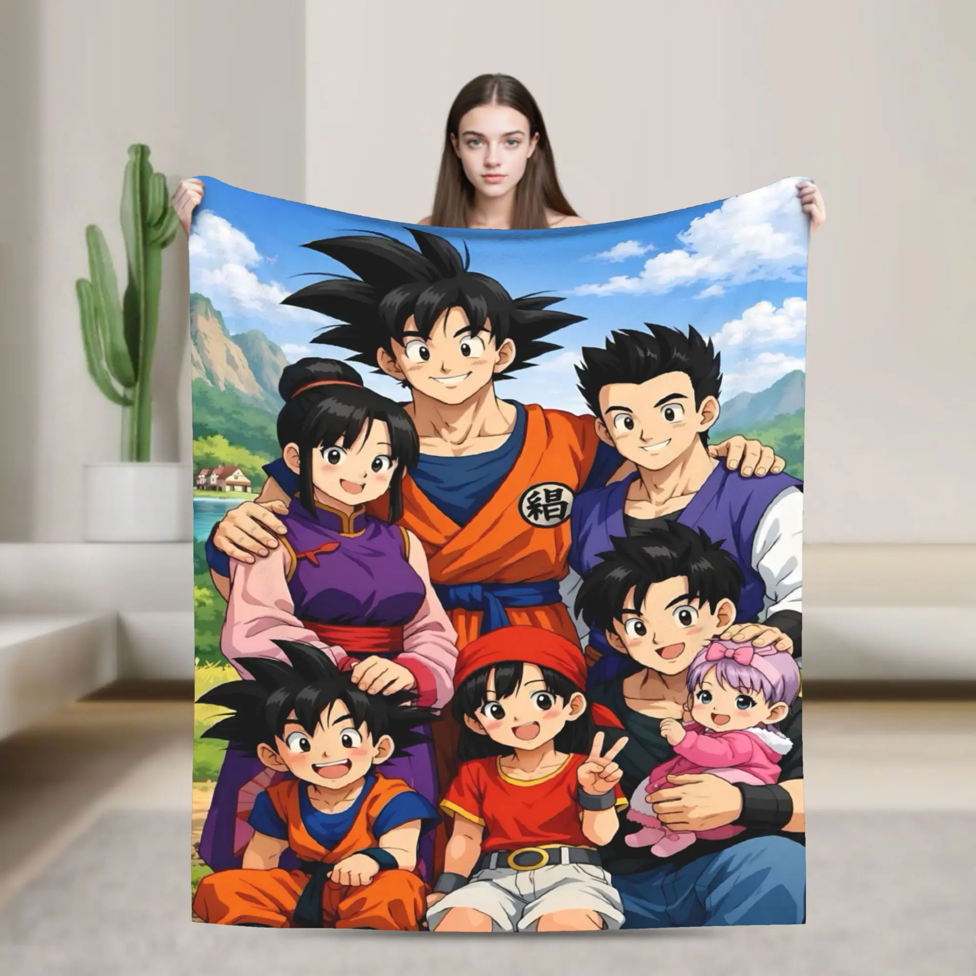Chibi Goku D-Dragon B-Ball Flannel Blankets Winter  Warm Soft Throw Blanket for Kids Outdoor Bedspread Sofa Bed Cover