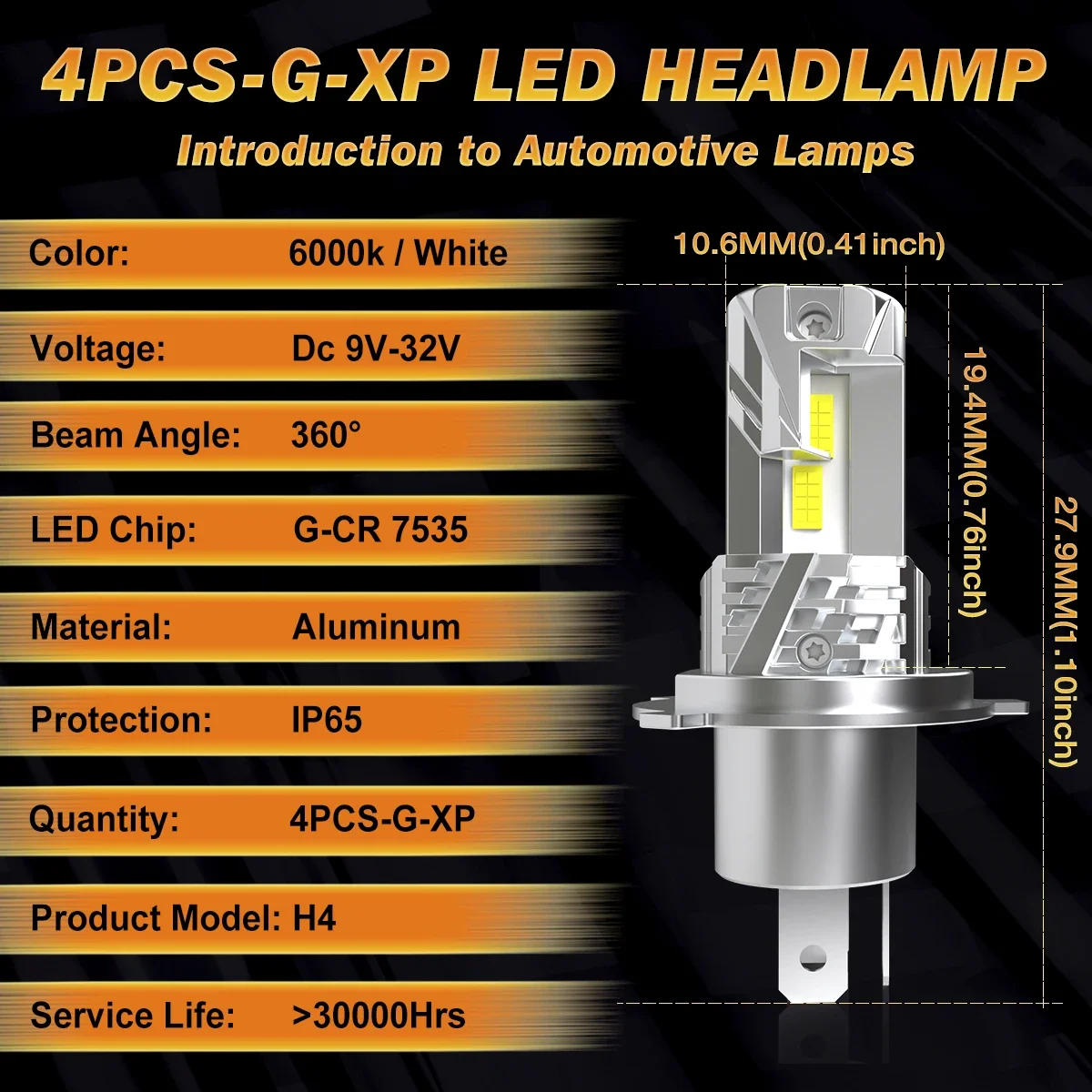 Katur 2x H4 9003 Car Led Headlight Bulb Canbus Dual Beam Fanless 16000lm High Lumen No Error Code For Ford Transit 2000~2006