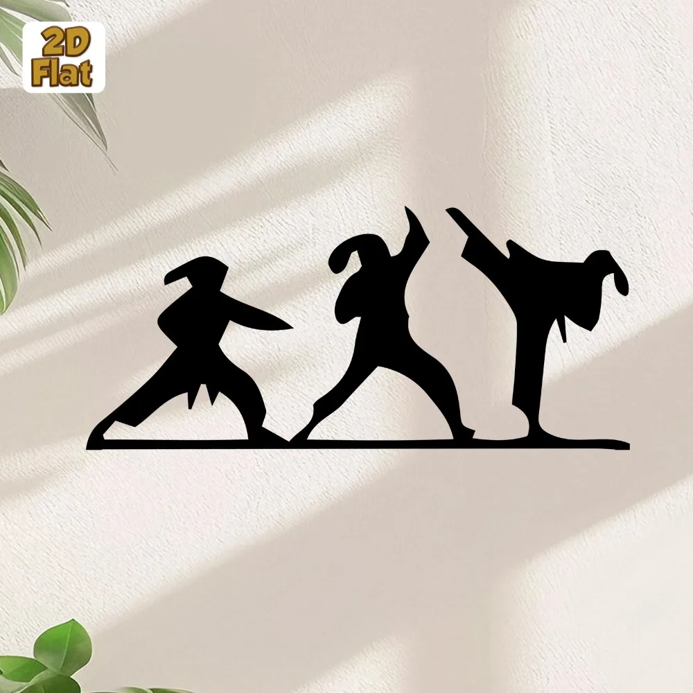 CIFBUY Metal Wall Art,2D Flat Laser Cut Taekwondo Martial Iron Hanging Sculpture,Rustproof Powder‑Coated Wall Decor
