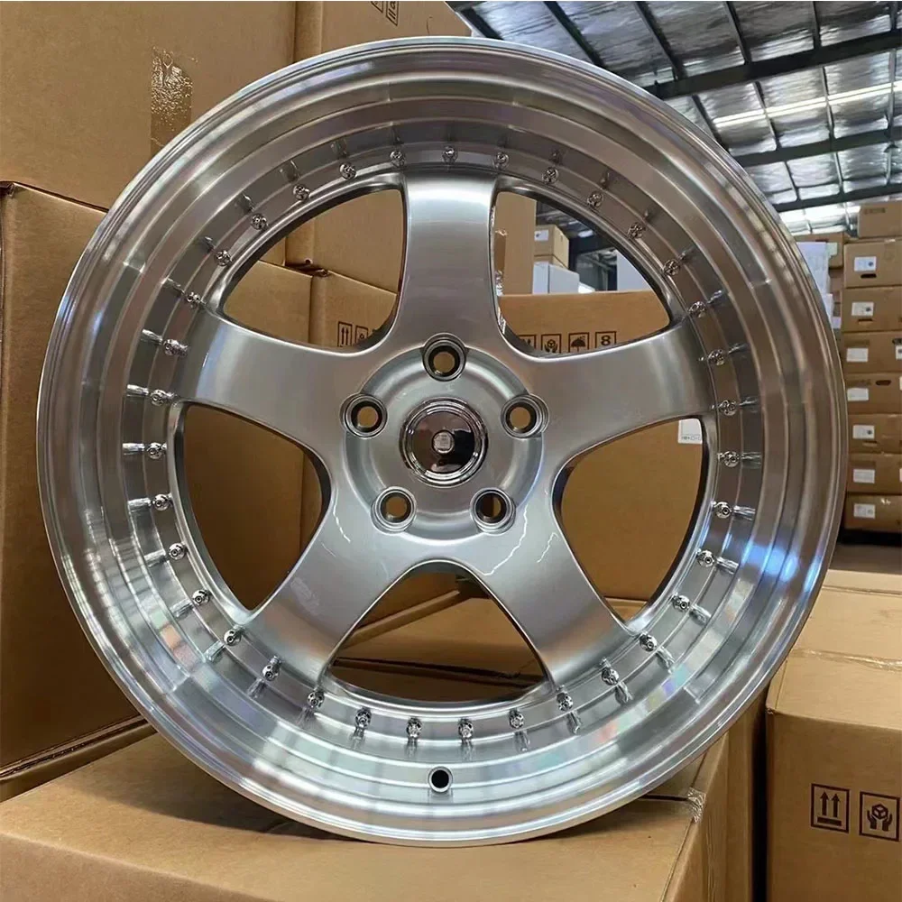 5x108 5x112 5x114.3 5x130 5x120 2 pieces deep dish silver color concave Chrome alloy 5 hole work wheel rims