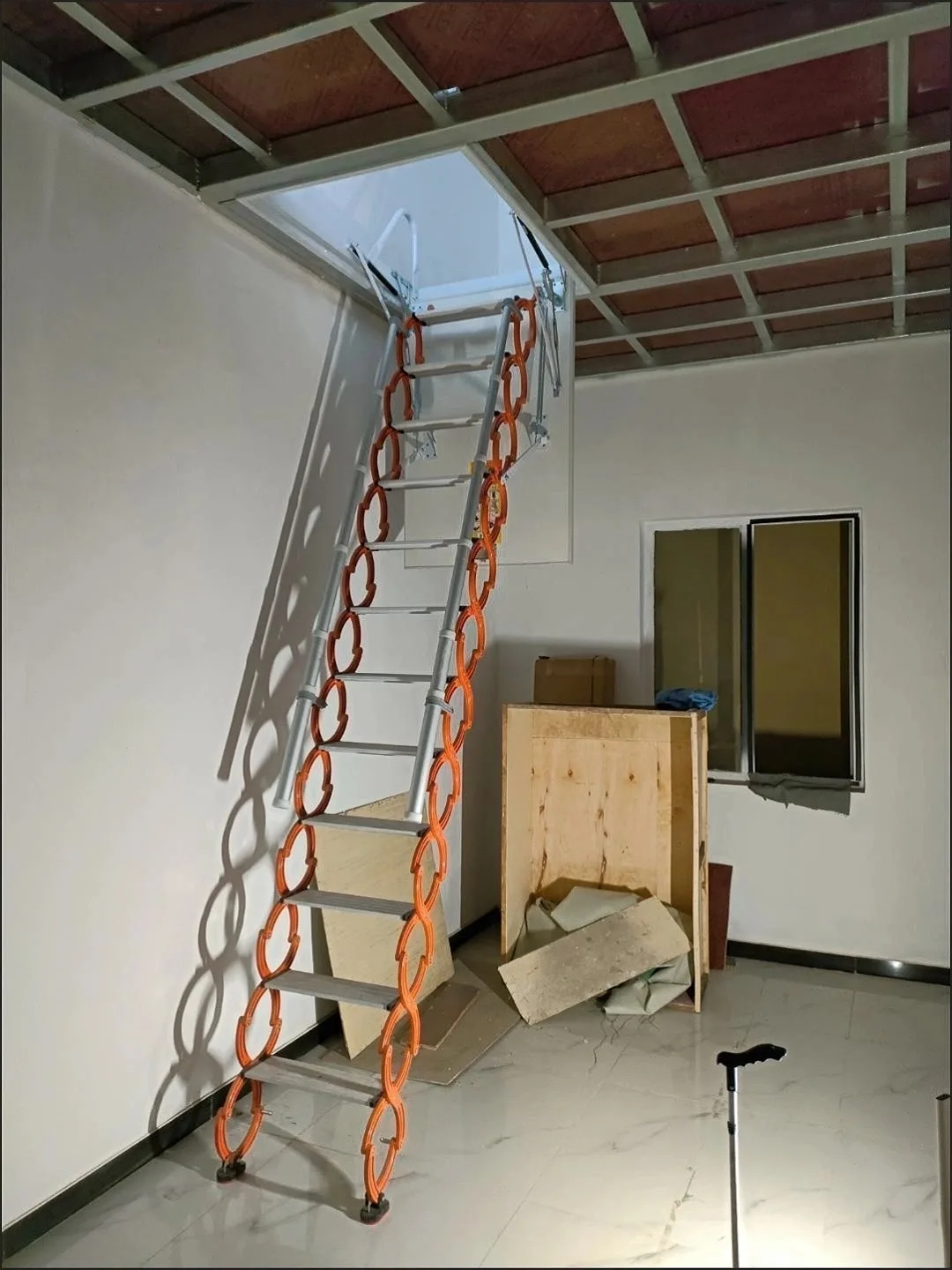 Electric Carbon Steel Telescopic Ladders Attic Retractable Folding Lift Invisible Staircase Home Indoor Duplex Villa Use 300kg