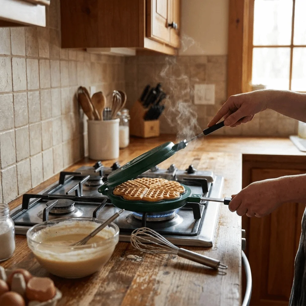 Love Shaped Breakfast Pan Flat Bottomed Non-Stick Flip Frying Pan with Long Handle Multi-Purpose Pancake Maker Breakfast