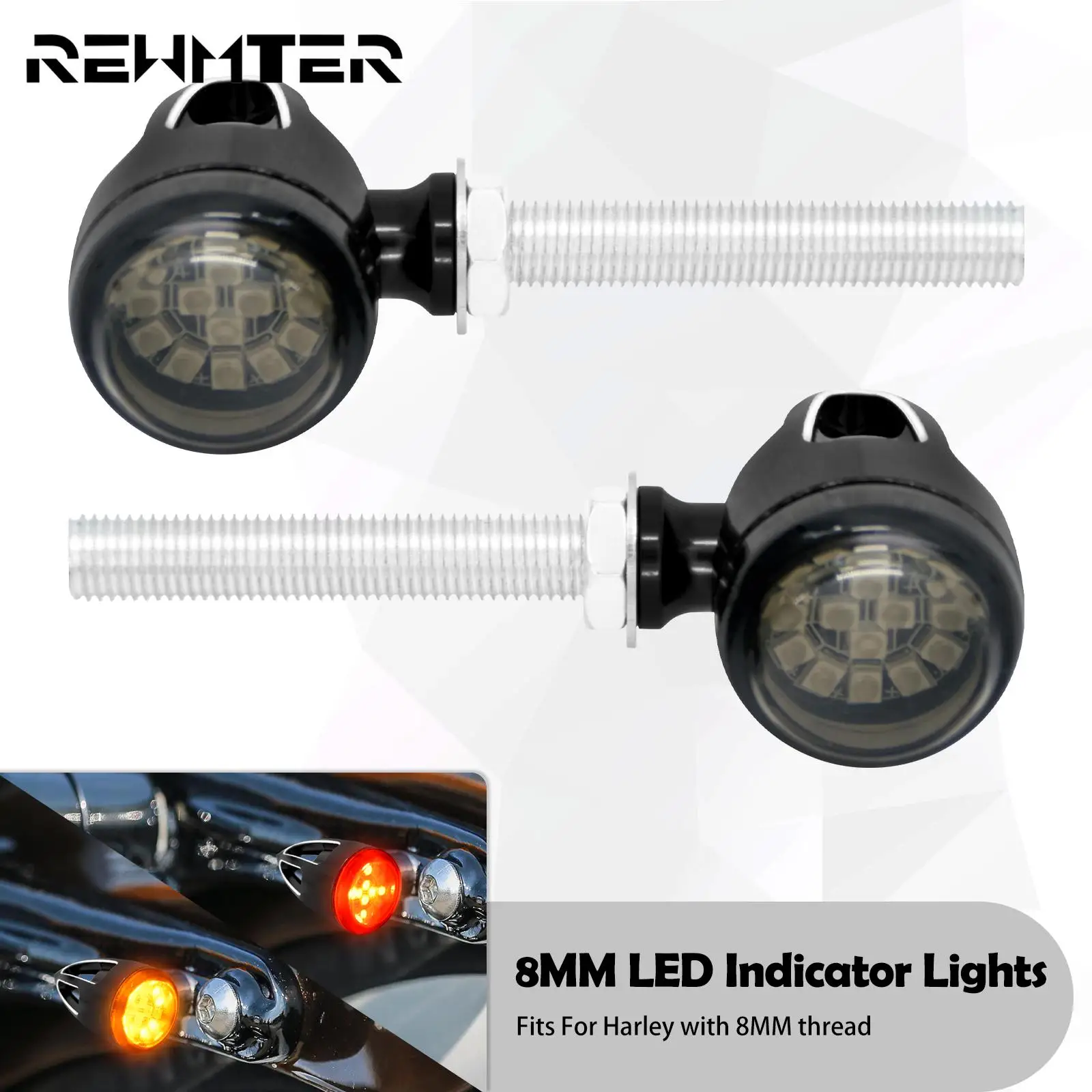 

Motorcycle 8MM LED Turn Signal Bullet Light Brake Front Rear Indicators Lamp For Harley Sportster XL Touring Softail For Honda