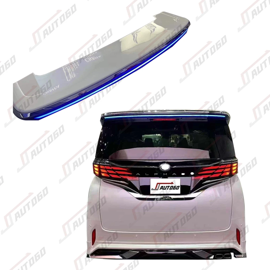 Newest 40 Series Modellista Style Roof Light Shining Spoiler Style for Toyota Alphard Vellfire Anh40 2024 2025 Black White