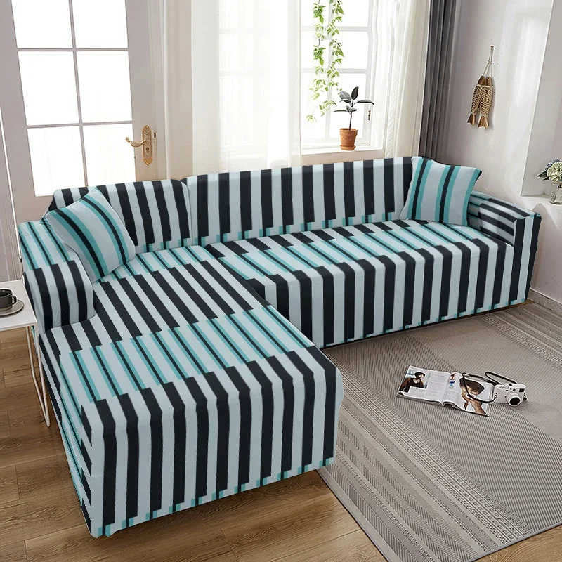 Checked Printed High Stretch Sofa Cover Knitting Couch Sofa Slipcovers Printed Couch Cover Universal Couch Slipcovers 3 Seater