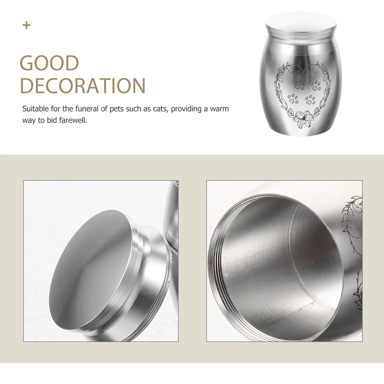 

Pet Urn for Ashes Sturdy Metal Alloy 40x30mm Sealed Mini Keepsake Cremation Urn Dog Cat Pet Funeral Storage Box