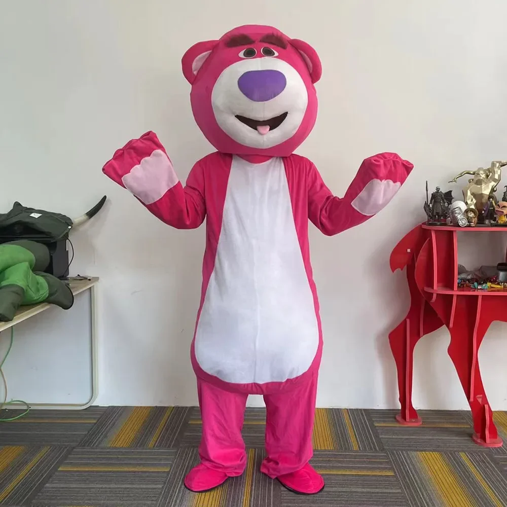 ชุดคอสเพลย์เรื่องของเล่น lotso huggin หมีสตรอเบอร์รี่ชุดมาสคอตโฆษณาชุดแฟนซีสัตว์อุปกรณ์ประกอบสำหรับงานเทศกาล