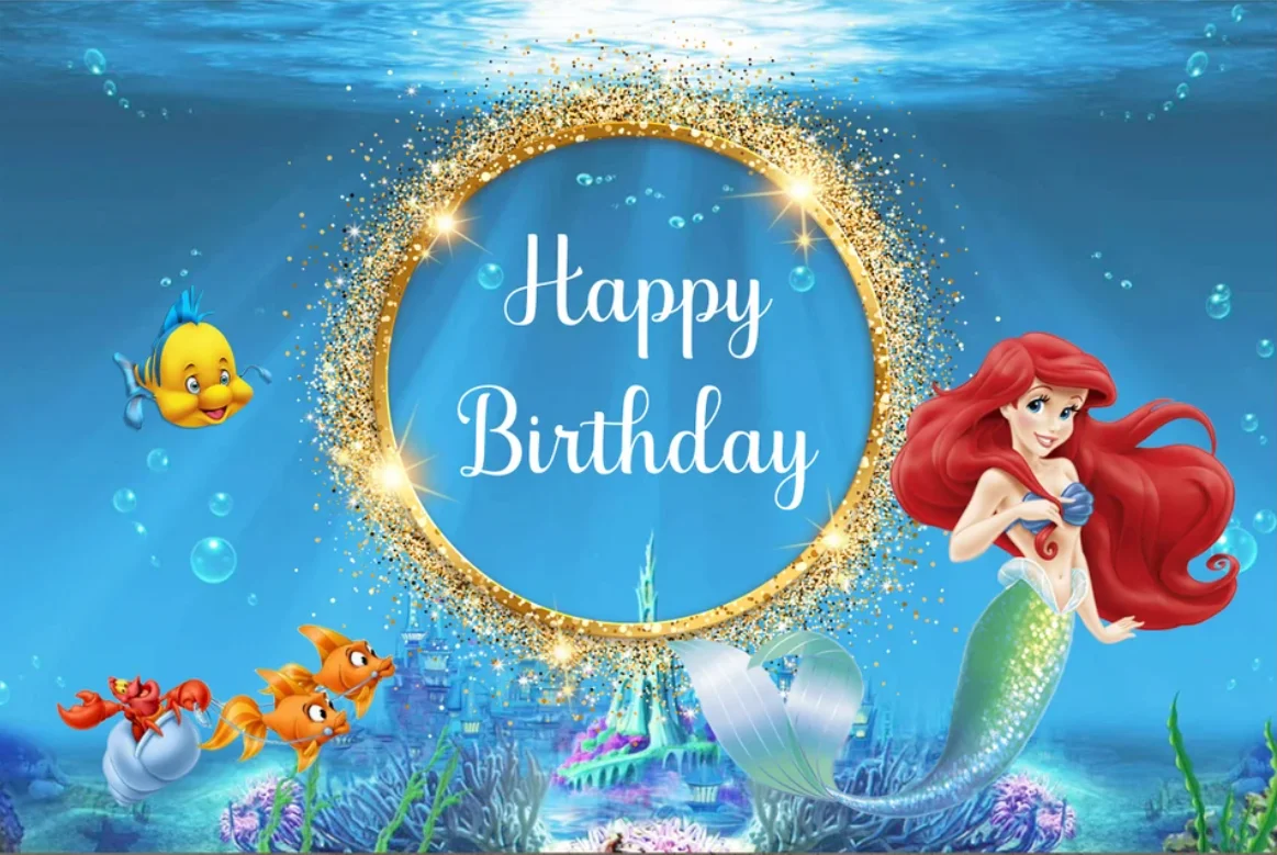 حورية البحر الصغيرة خلفية الديكور للفتيات ، ارييل الأميرة خلفية الصورة ، قذيفة قاع البحر ، الكنز فوتوكدعوة الدعائم ، ملصق ، عيد ميلاد
