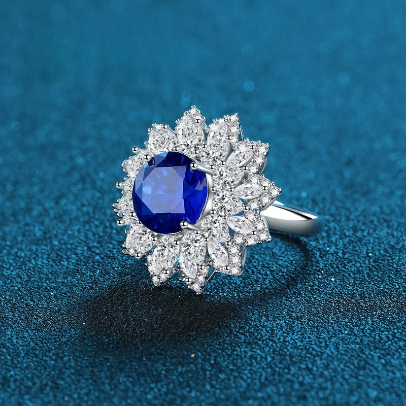 

PT950 Platinum Artificially Cultivated Gemstone Sapphire Pigeon Blood Red Micro Set Ring Fashion Light Luxury Diamond Ring