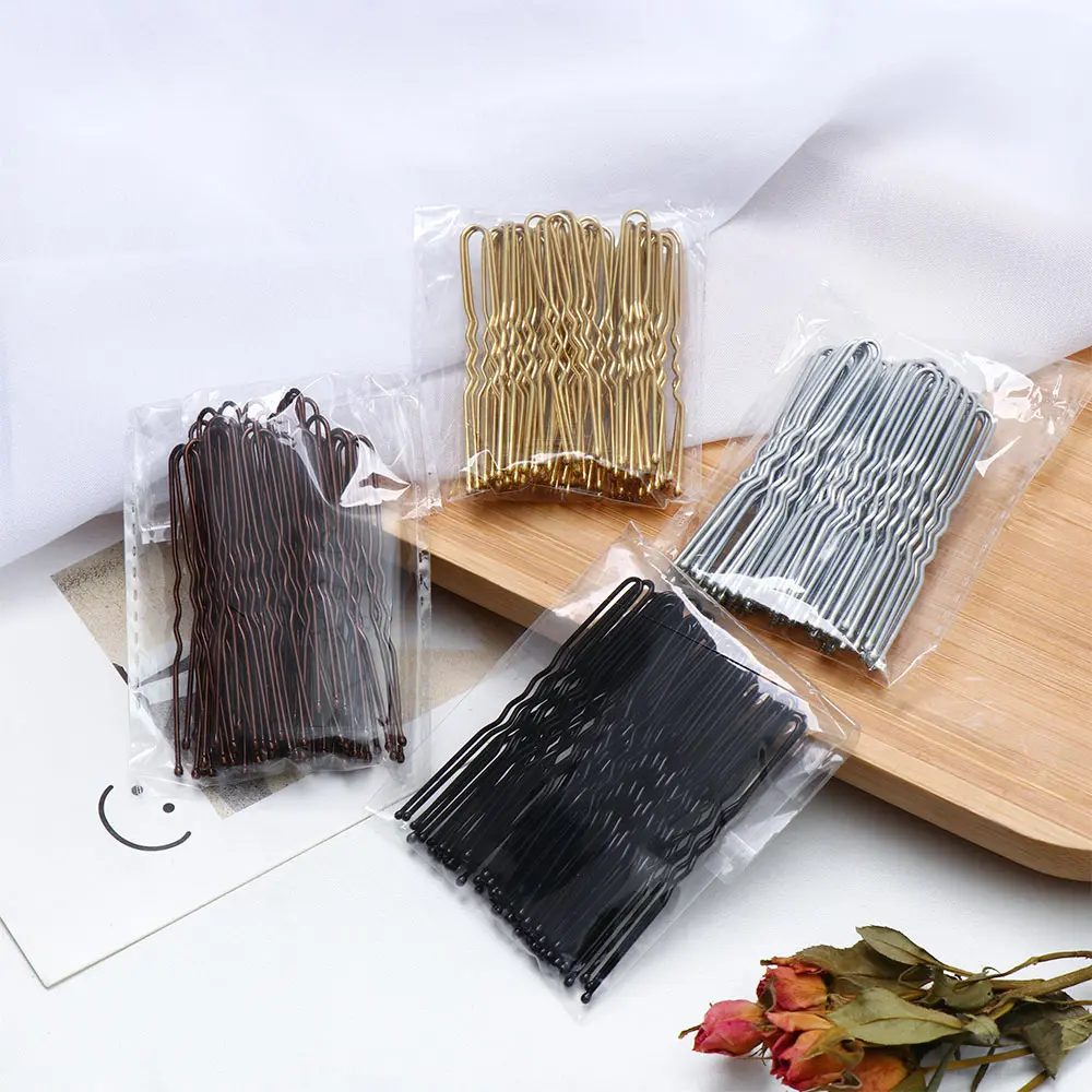 

50 Pcs/Bag Simple U Shaped Barrettes Bridal Hair Pins Hairstyle Tools Waved Hair Clips Metal