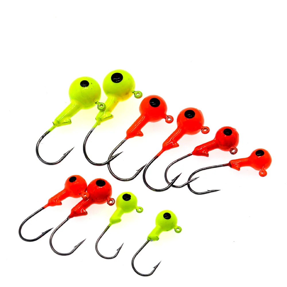 Fishing Jig Head Hook 1.7g-14g Colorful Jigs Soft Worm Bait Hook Red Yellow Color Artificial Lures Glow Hooks