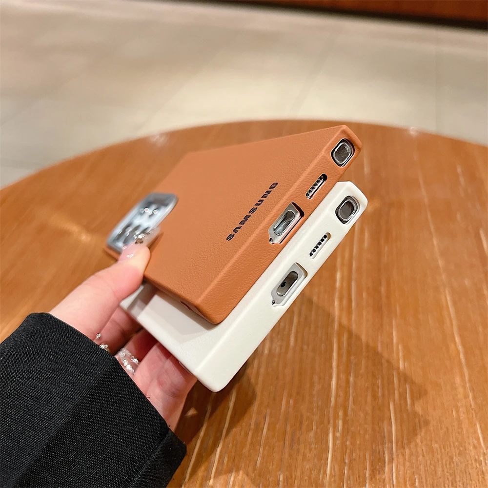 Original Official Leather Pattern Soft TPU Case Samsung Galaxy S26 S25 S24 S23 S22 S21 Ultra Plus Shockproof Protective Cover