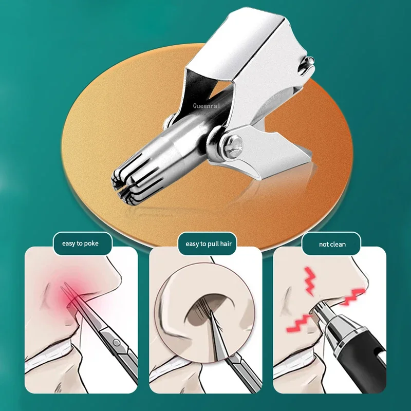 1set Pemangkas Rambut Hidung untuk Pria Alat Cukur Manual Baja Tahan Karat Cocok untuk Pisau Cukur Rambut Hidung Dapat Dicuci Pemangkas Rambut Hidung Portabel