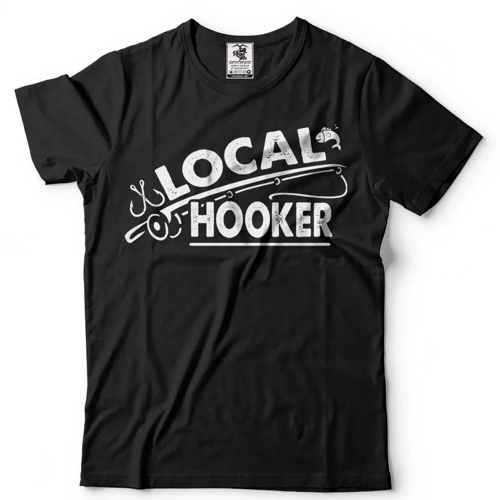 Local Hooker Fishing Fisherman Funny T shirt Fly Bass vintage Washed streetwear designer clothes graphic Top For Everyday Wear