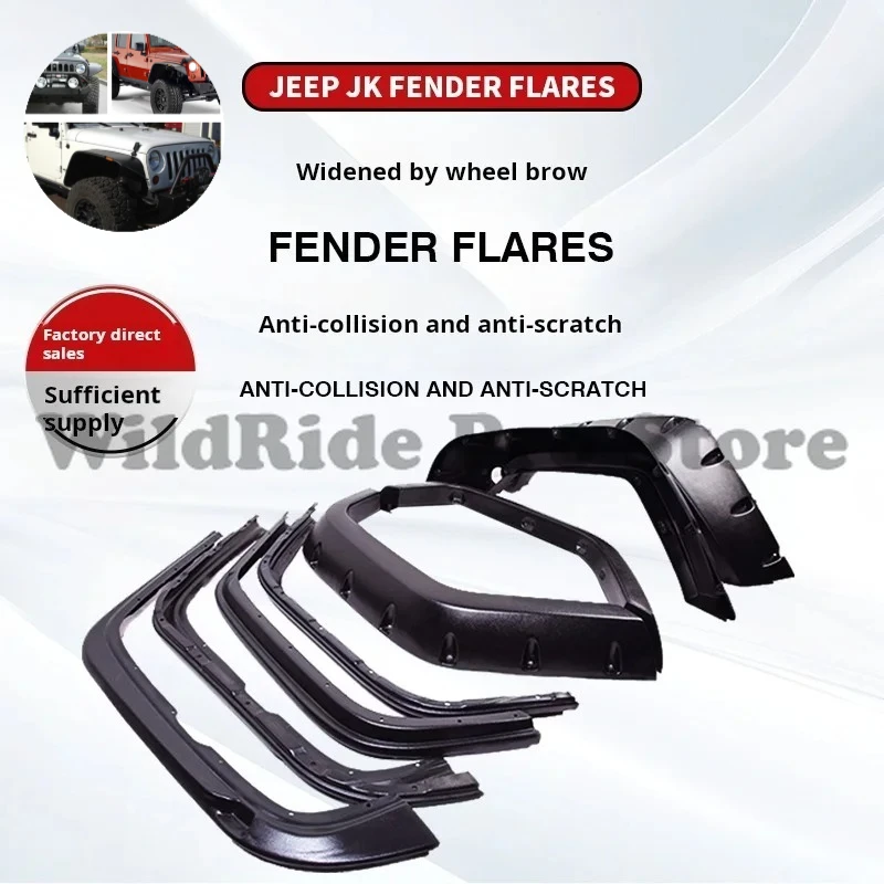 

New Textured ABS Fender Flares for Jeep Wrangler JK 2007-2018 | Direct Bolt-On Wide-Coverage Extensions