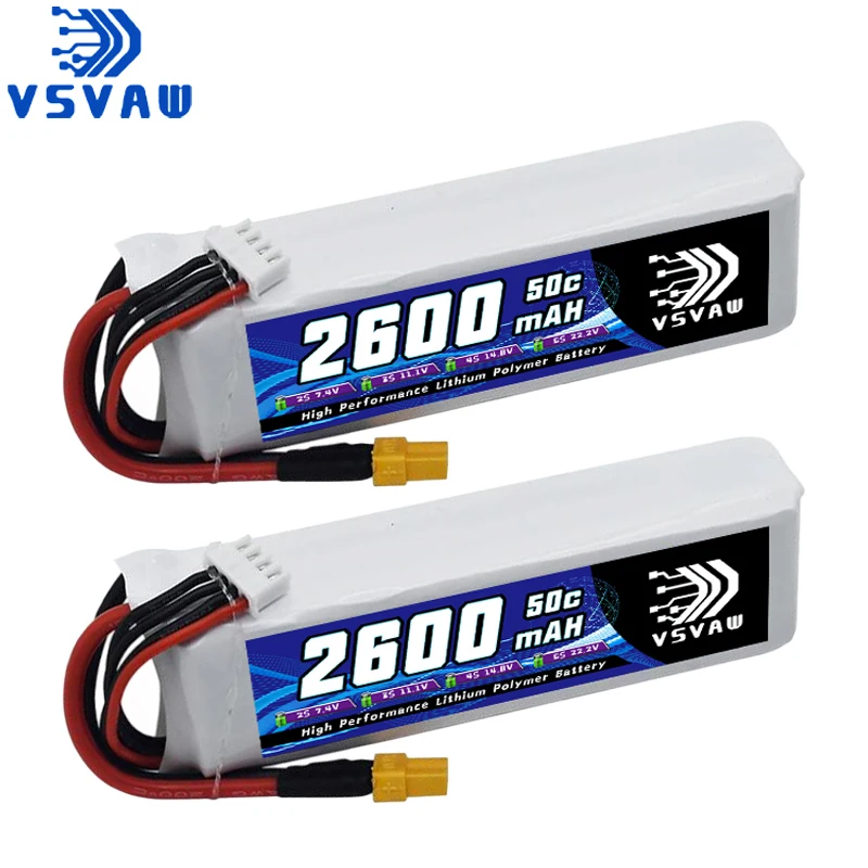 VSVAW 3S 11.1V 2600mAh Lipo Battery 50C With XT60 Connector RC Lipo For 380L Airplane Helicopter UAV RC Car RC Boat Quadcopter