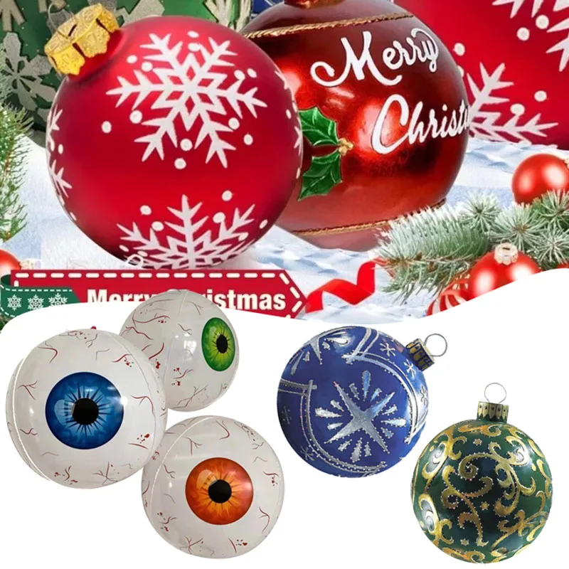 

60CM Inflatable Christmas Balls PVC Giant No Light Large Balls Tree Decorations Outdoor Garden Christmas Decorations Gift