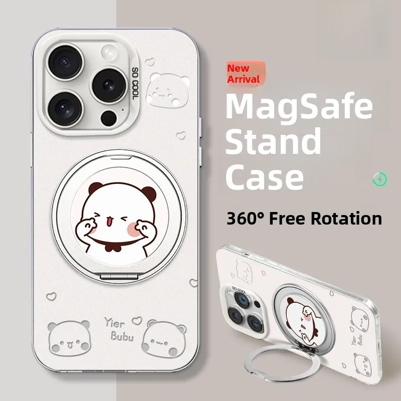 Cute Cartoon Phone Case Holder Rotating Stand Frosted Female Style  17Promax iPhone 16 New Model 15 Phone Case Wallet