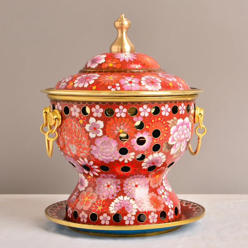 

Cloisonne Process Single Hot Pot,Copper Pot Alcohol Stove Pure Copper Small Hotpot Home Tableware Pots for Cooking Chafing Dish