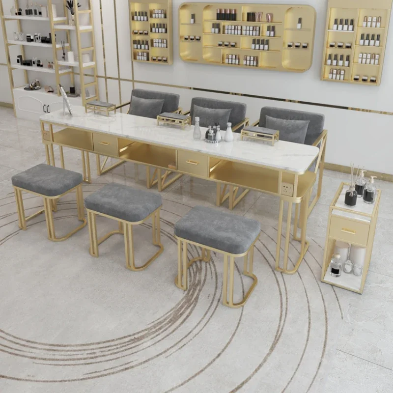 

Salon Furniture Beauty Salon Nail Tables Desk Professional Aesthetic Table Pedicure Chairs Nails Station Tech Maniküre Tisch