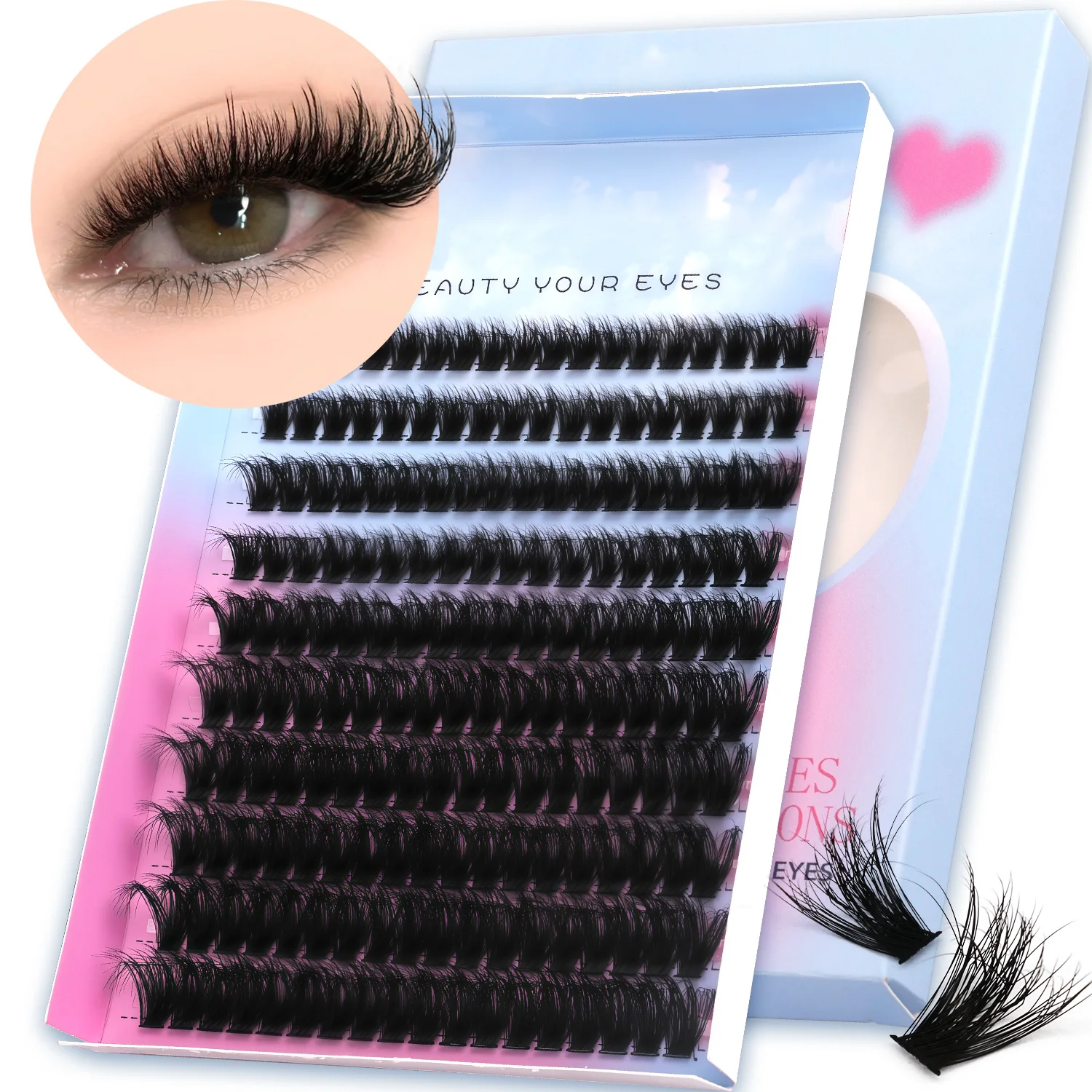 Veltrinay جلدة مجموعات 8-16 مللي متر ثلاثية الأبعاد العنقودية جلدة نظرة طبيعية مختلطة لتقوم بها بنفسك رمش تمديد حجم الرموش الفردية ماكياج