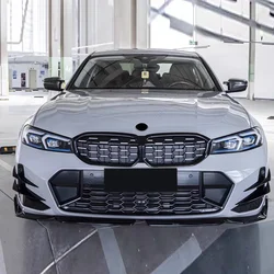 For BMW 3 Series G20 G21 M-Sport 2019-2024 Car Front Bumper Splitter Lip Spoiler Diffuser Guard Body Kit Cover Tuning ABS Black