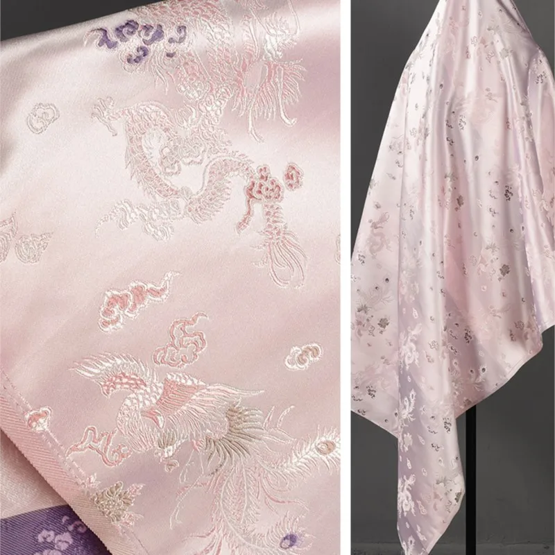 

Prosperity Brought by the Dragon and Phoenix Brocade Fabric Jacquard Smooth Cheongsam Imitation Song Dynasty Long