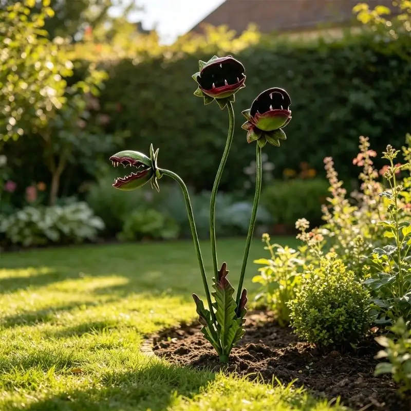 Kreativer Gartenpfahl für fleischfressende Pflanzen aus Metall für Rasen und Blumenbeet Freien mit abnehmbarem Design D2RD – Detail 7