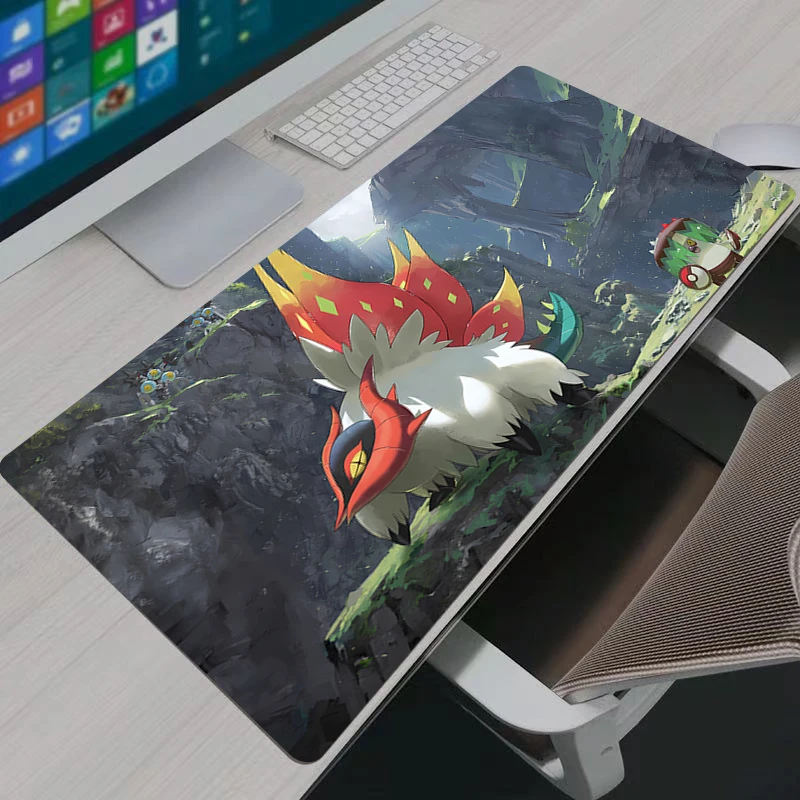 Pokemon Pikachu Large Mouse Pad Carpet Laptop Pc Gamer Keyboard Mat XXL Mousepad Edge White Tassel Rubber durable Table Mat