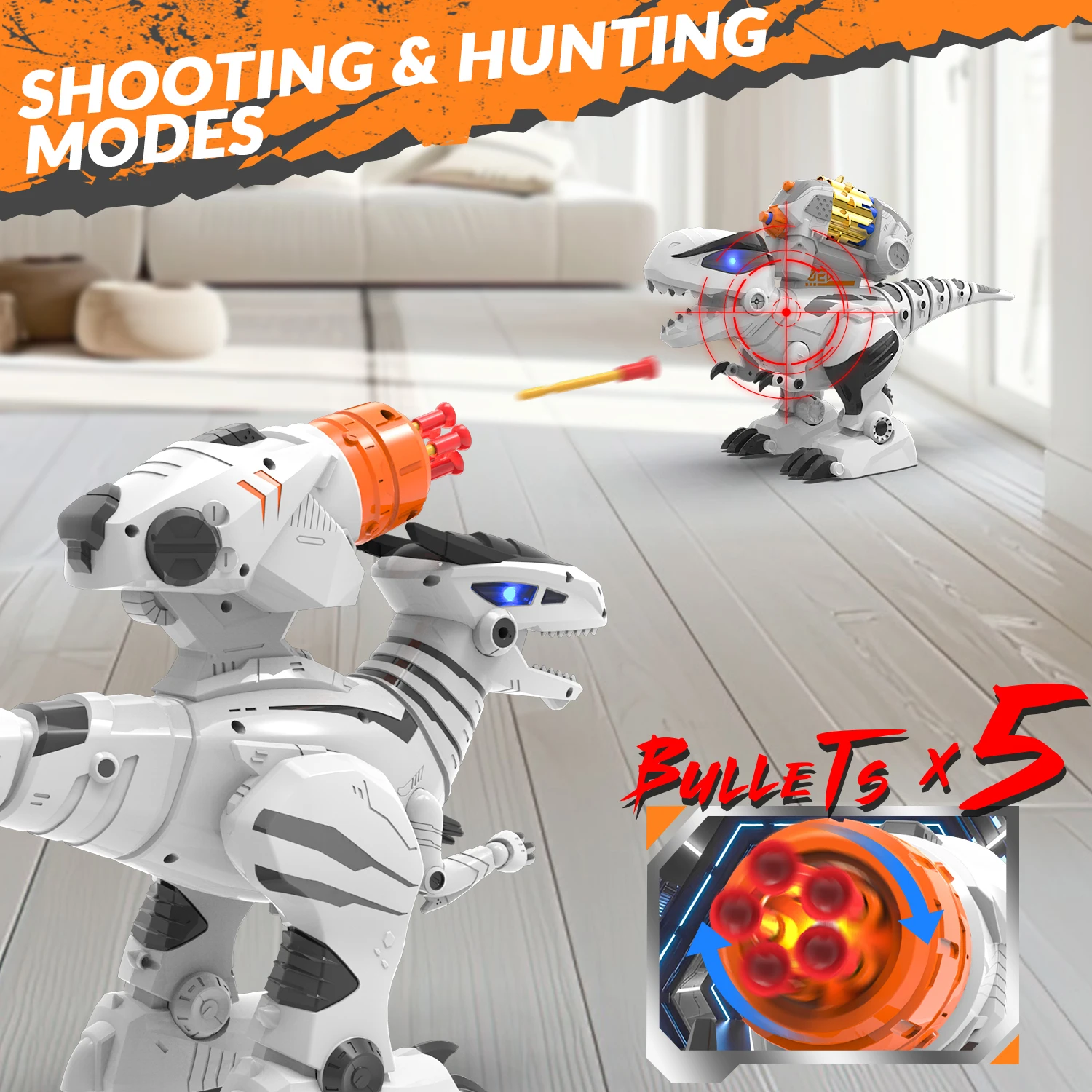 STEMTRON Programmable Remote Control Robot Dinosaur Toy for Kids Interactive Robotic Dinosaur RC Robot with Touch Sensing