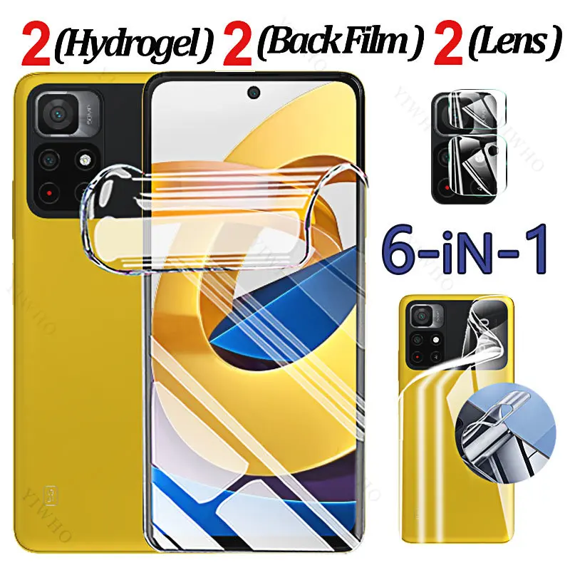 Full Gule Screen Protector Case Hydrogel Film for Xiaomi Poco M4 Pro 5G 4G Back Soft Films for Xiaomi Poko M4pro M 4 Camera Lens