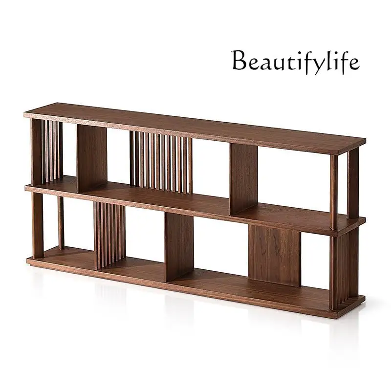 

Black walnut bookshelf, simple study bookcase, floor-to-ceiling solid wood storage rack, combined storage bookcase