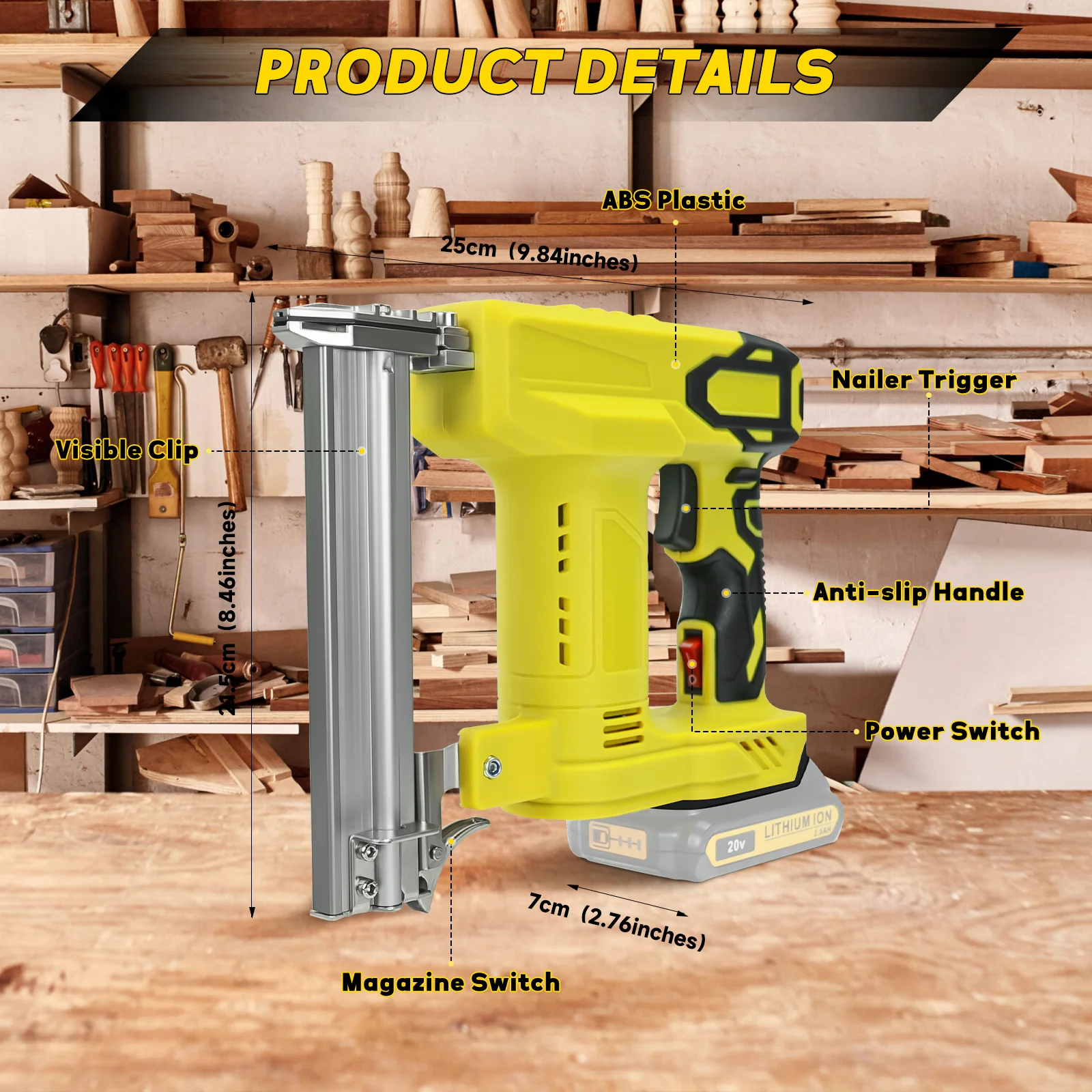 Pistola sparachiodi elettrica a batteria per chiodi dritti/a forma di N Chiodatrice universale per la lavorazione del legno per batteria Dewalt da