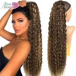 Alana Synthetic Curly Drawstring Ponytail Long Kinky Curly Ponytail Organic Chip-In Hair Extension Clip In Pony-Tail