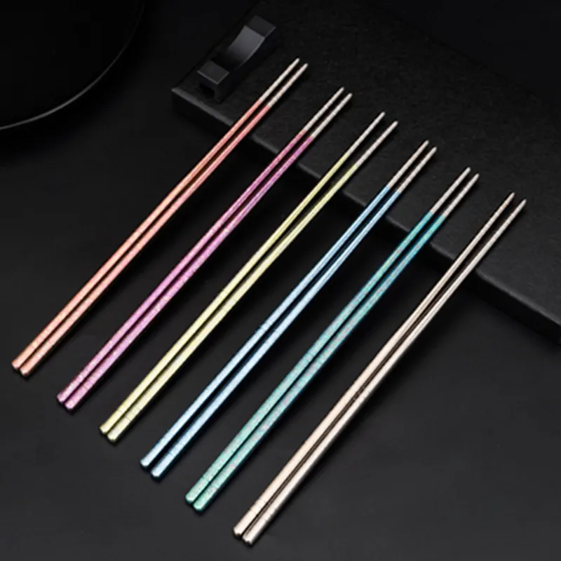 

Colorful Chopsticks Pure Tianium Outdoor Portable Tableware Camping Cutlery Lightweight Hiking Chopsticks Chinese Food Kitchen