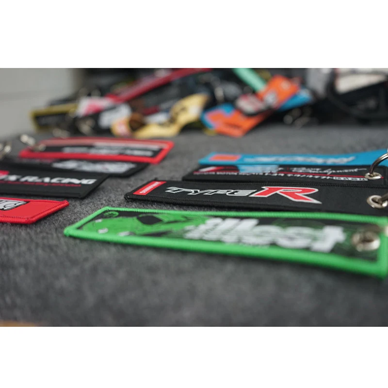 JDM Racing Rock Fashion Tags Keychain Rectangle Polyester Embroidery motorcycle auto key ring car accessories