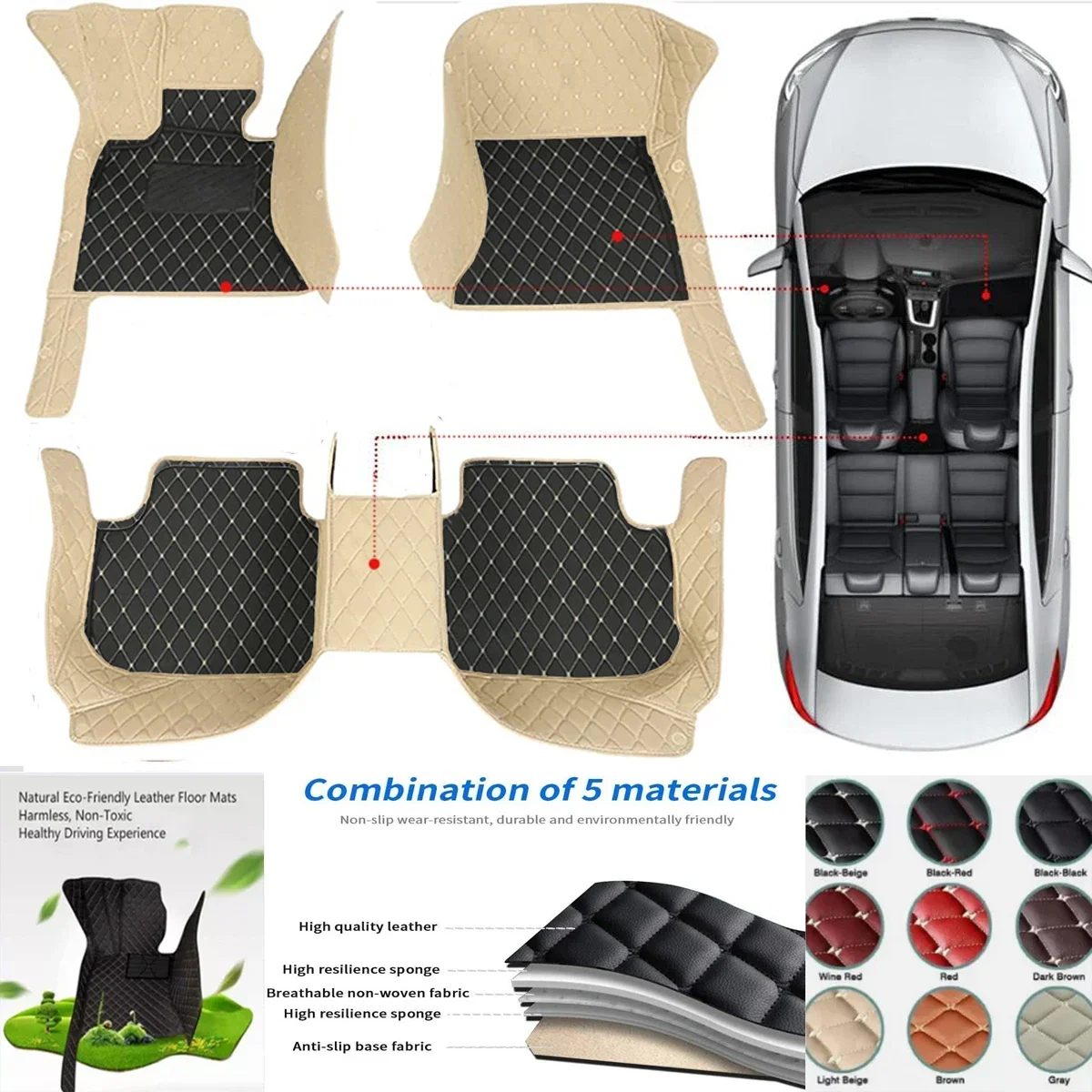 بو الجلود مقاوم للماء الحصير سيارة مخصصة لتويوتا 2024 جديد كامري الهجين السيارات السجاد القدم Coche ملحقاتها بطانات الأرضية