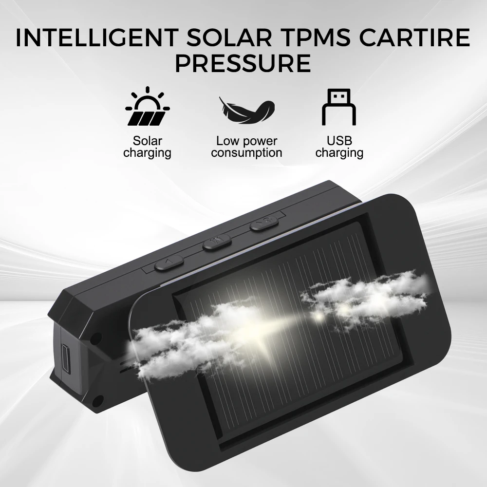 Sistema di monitoraggio della pressione dei pneumatici Avviso di temperatura Allarme di sicurezza automatico TPMS per auto Risparmia energia solare Sensore di pressione dei pneumatici del carburante