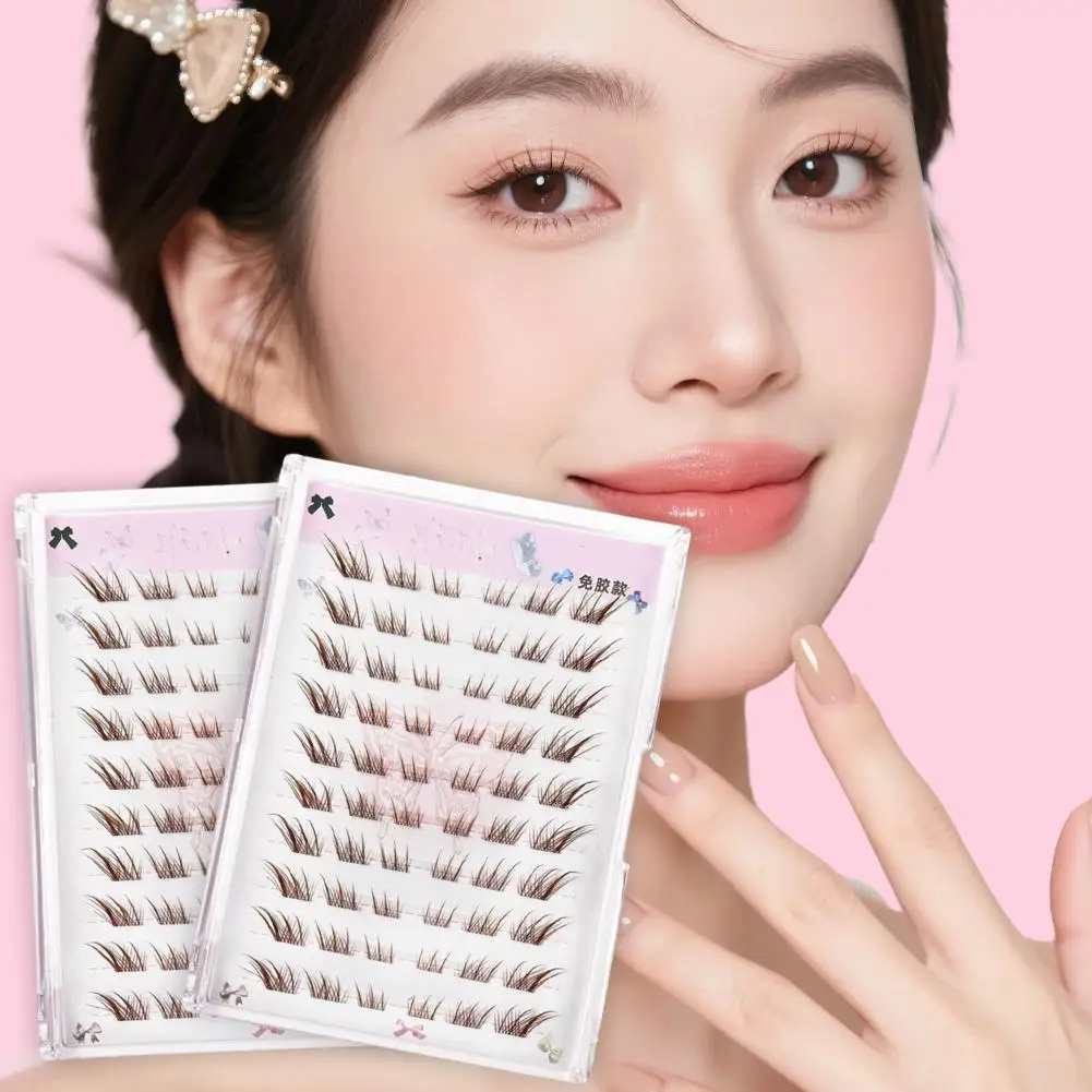 ขนตาปลอมแบบติดเองสีน้ำตาลสั้นทรงฟ็อกซ์อาย แบบเป็นช่อ ให้ลุคธรรมชาติ เหมาะสำหรับมือใหม่ แต่งตา อุปกรณ์เสริมความงาม