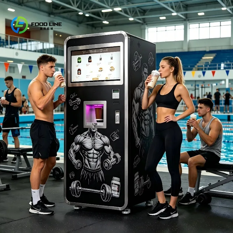Customized 27-inch Touch Screen Outdoor Custom Touch Screen Milkshake Gym Cold Mixed Drink Coffee Protein Shake Vending Machine