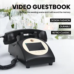 Retro style wedding party video guest book phone retro phone  message recording 2K resolution video audio message book phone