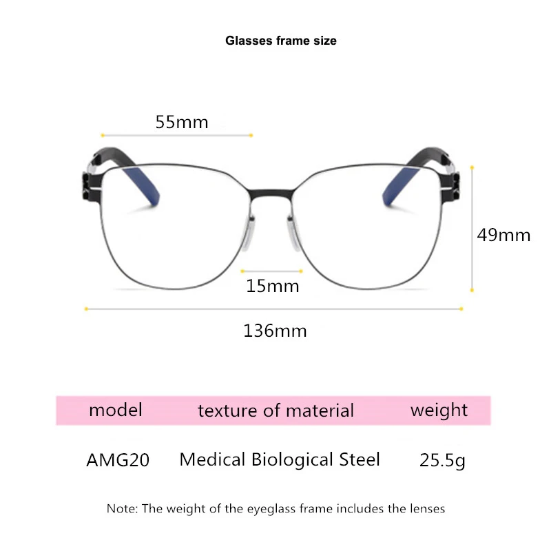 ألمانيا نظارات بتصميم كلاسيكي إطارات النظارات الرجال النساء AMG20 النظارات القراءة البيولوجية الصلب 2025 إطار نظارات النظارات