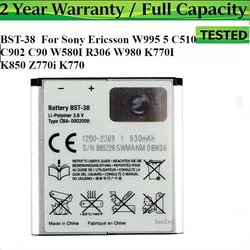 New BST-38 Battery For Sony Ericsson W995 5 C510 C902 C90 W580I R306 W980 K770I K850 Z770i K770 930mAh