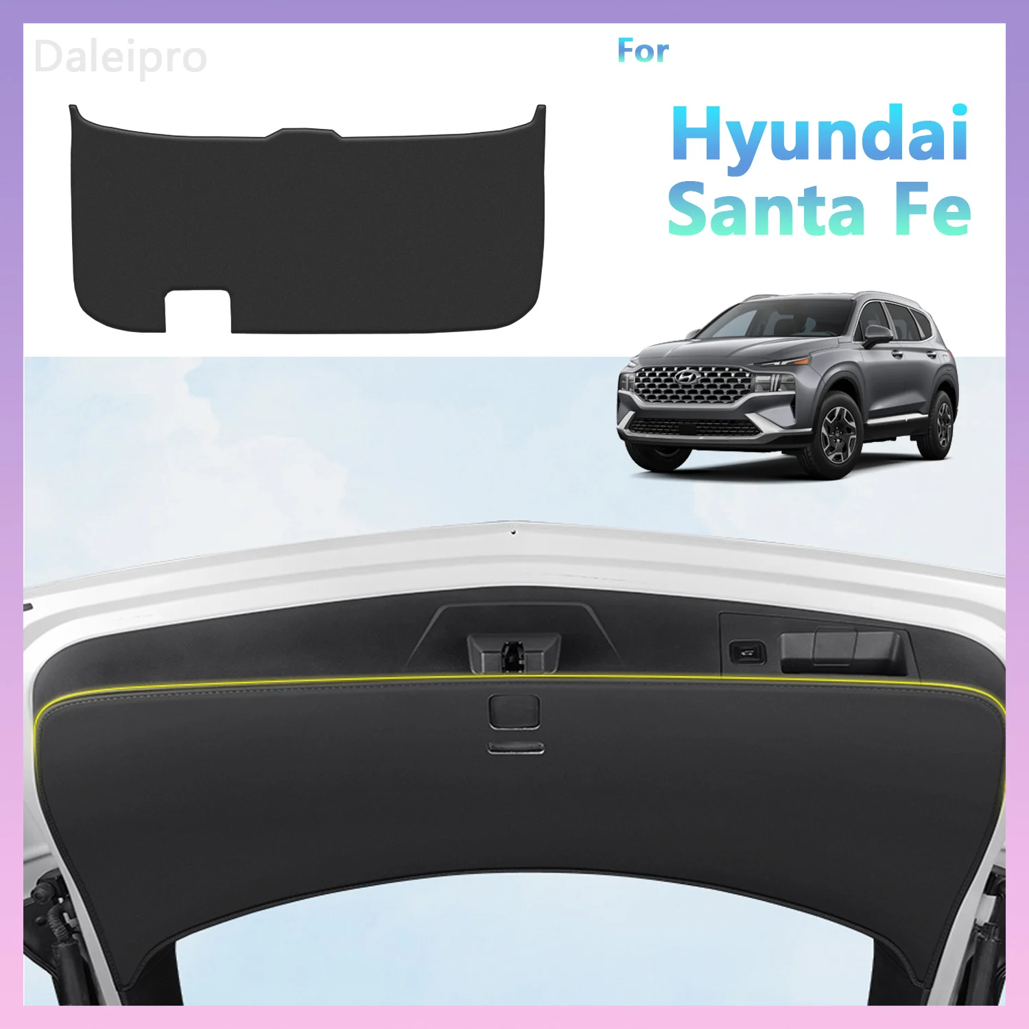 For Hyundai Santa Fe 2019-2022 2023 Car Rear Trunk Tailgate Anti-kick Scratch Resistant Protective Mat Leather Decoration Pad