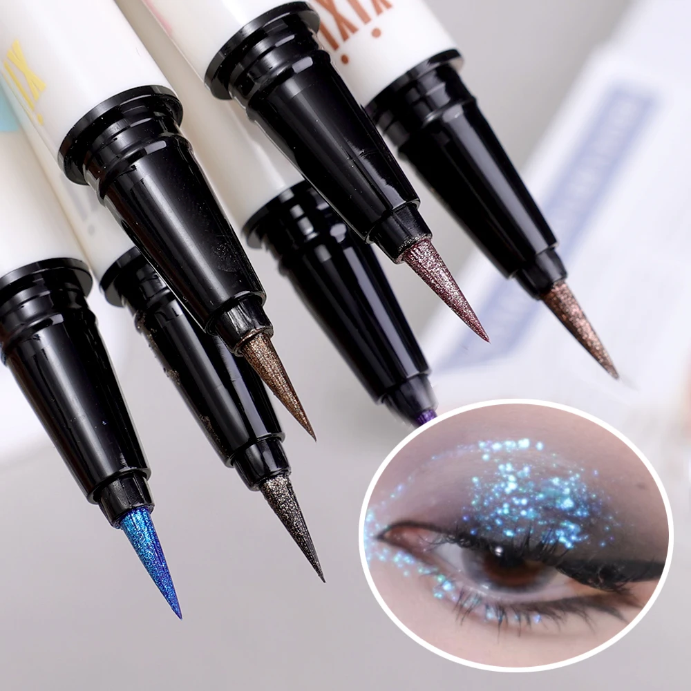 Waterproof Diamond Glitter Eyeliner Pencil Eye Makeup Highlighter Shiny Purple Blue Brighten Silkworm Shadow Liquid Eyeliner Pen