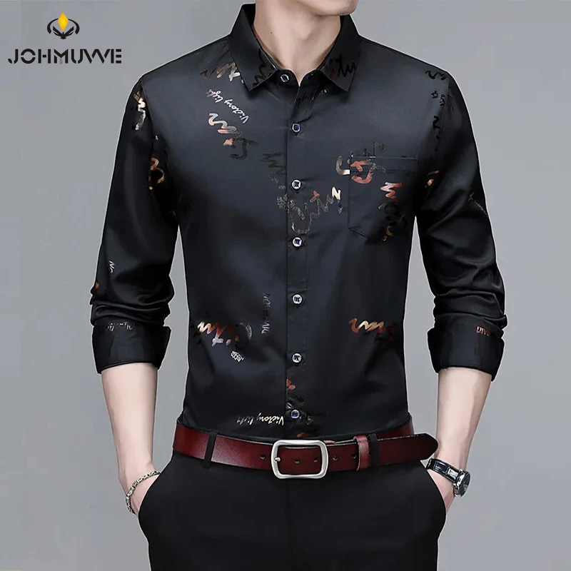 Men\'s Casual and Fashionable Long Sleeved Printed Shirt, Non Ironing and Wrinkle Resistant Business Top