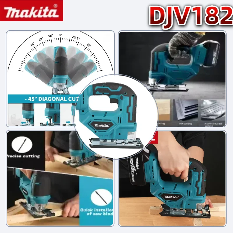 마키타 DJV182 무선 배럴 핸들 직소 브러시리스 340W 직소 전기톱 목재/플라스틱/금속 절단 공구용