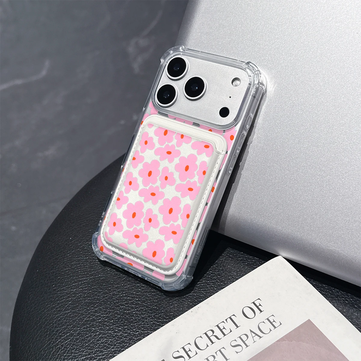 Pink Petal Pop Phone Case For iPhone 17 16 15 14 13 Pro Max Plus Wallet Pocket Transparent Soft TPU for Magnetic Phone Case view 5