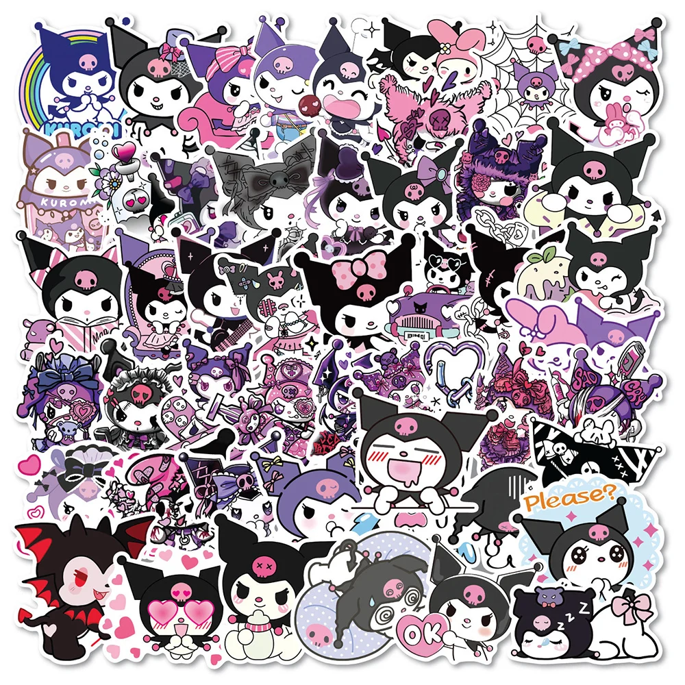 

10/30/50pcs Cute Sanrio Kuromi Cartoon Stickers Decal Kid Toy Aesthetic DIY Guitar Suitcase Motorcycle Kawaii Anime Sticker Gift